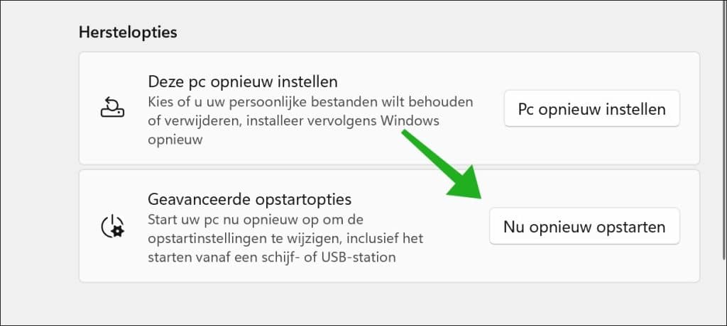 Geavanceerde opstartopties