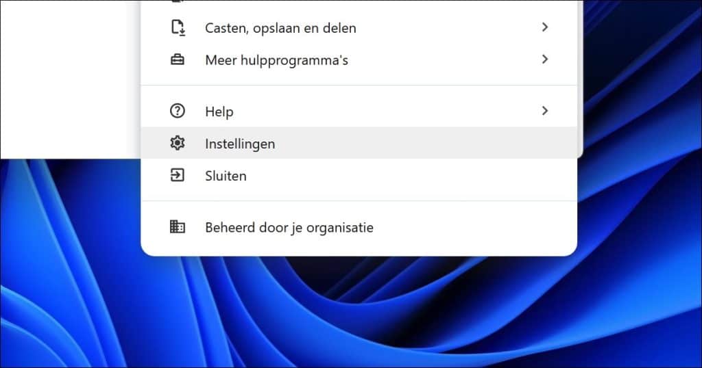 Instellingen openen