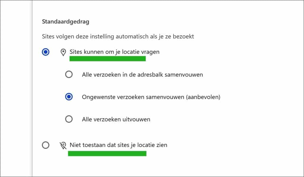 Locatieservices inschakelen of uitschakelen in Google chrome browser