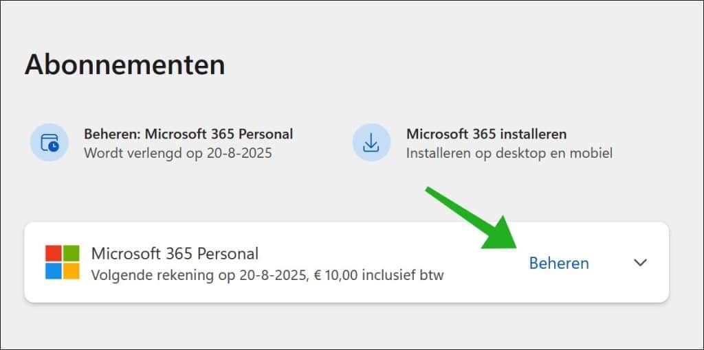 Microsoft 365 Personal beheren