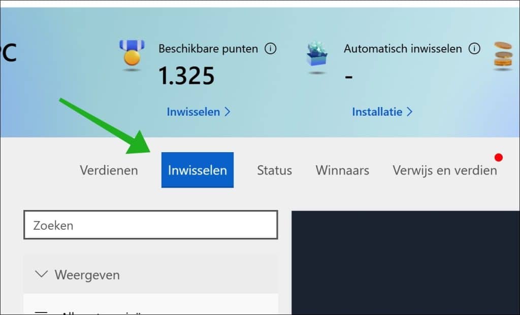 Microsoft Rewards inwisselen
