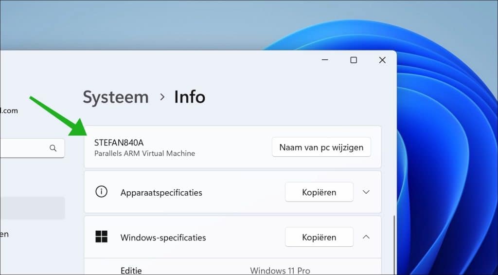 Naam van pc