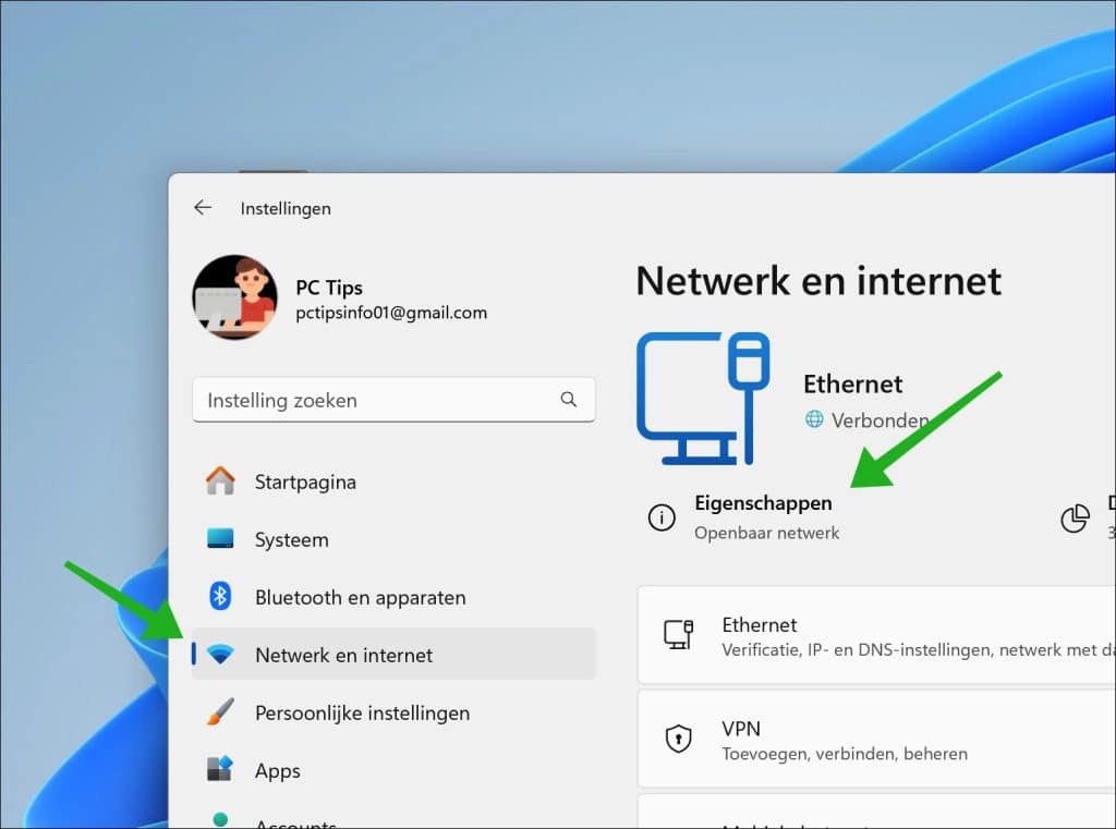 Netwerk eigenschappen