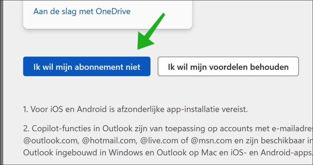 OneDrive abonnement opzeggen