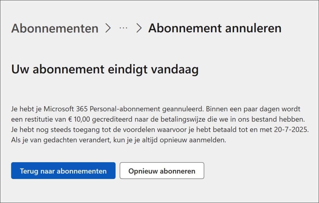 OneDrive is opgezegt