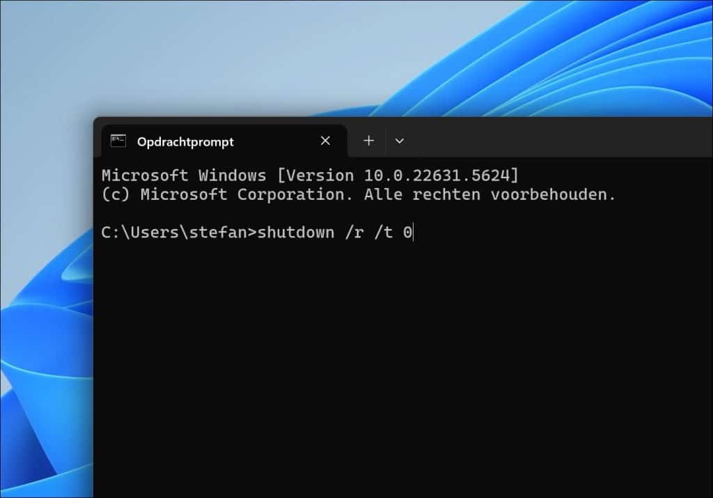 Opnieuw opstarten via Opdrachtprompt