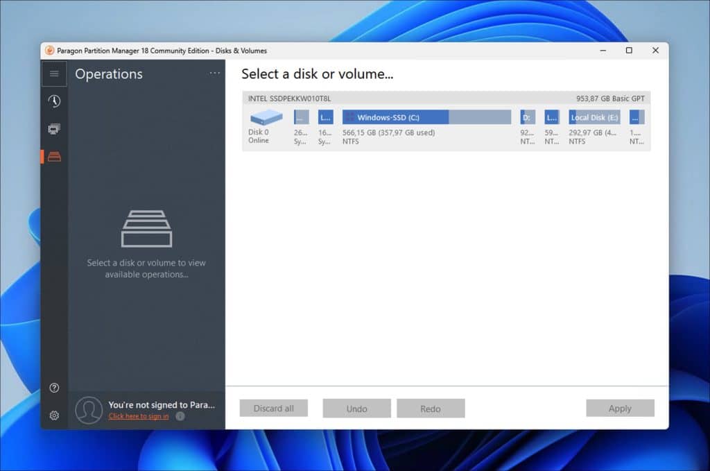 Paragon Partition Manager Community Edition