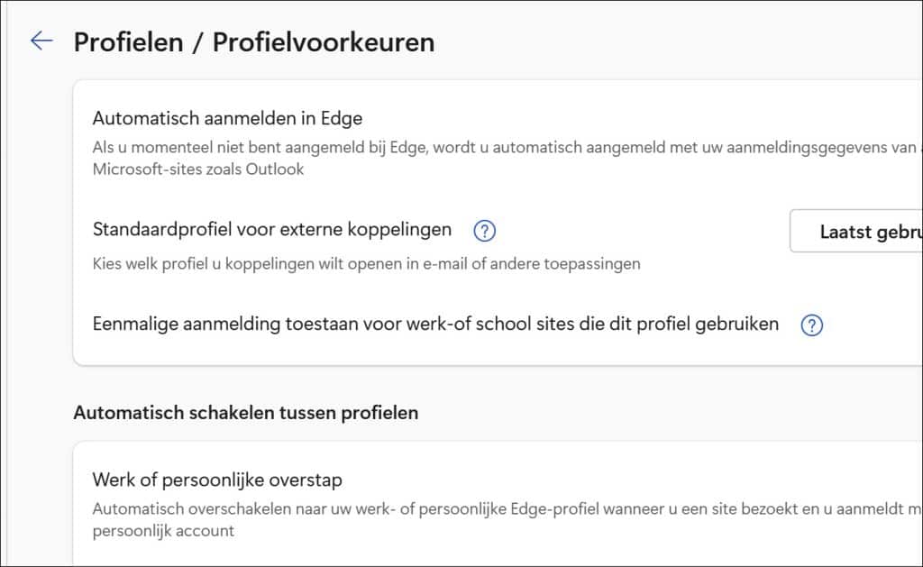 Profielvoorkeuren