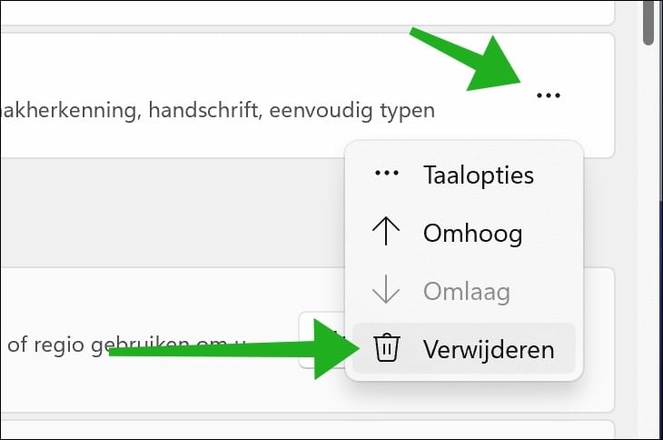 Taal verwijderen