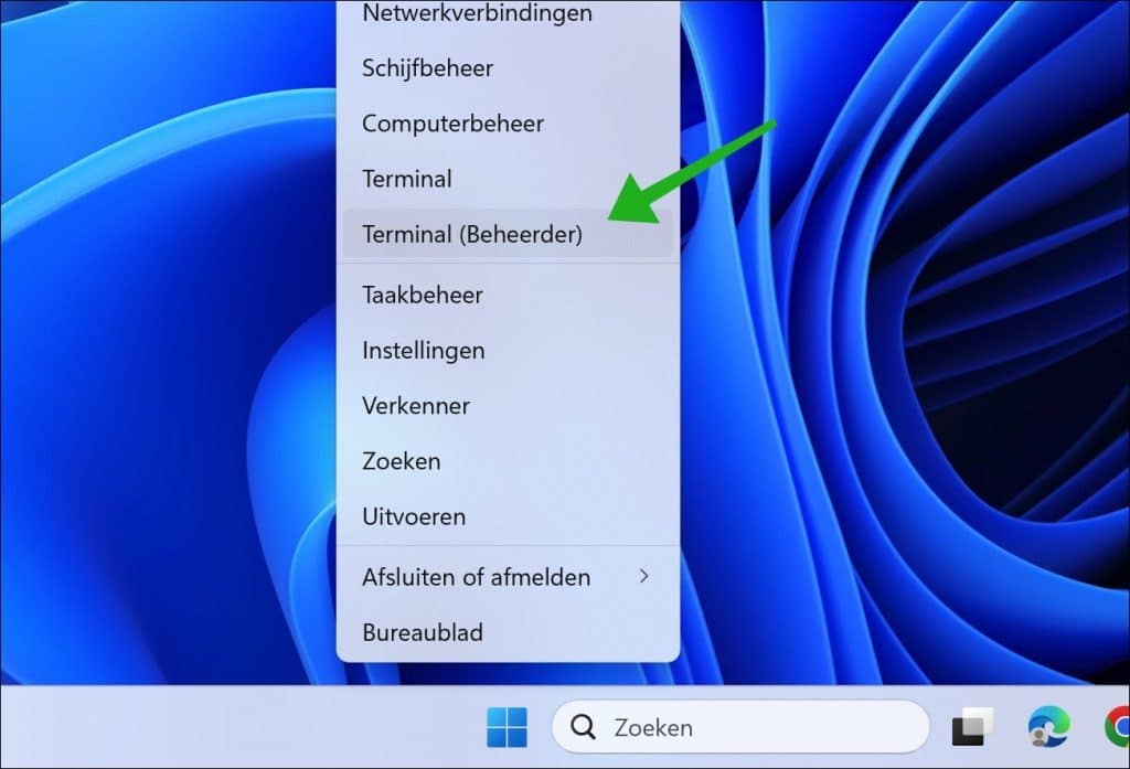 Terminal uitvoeren als beheerder