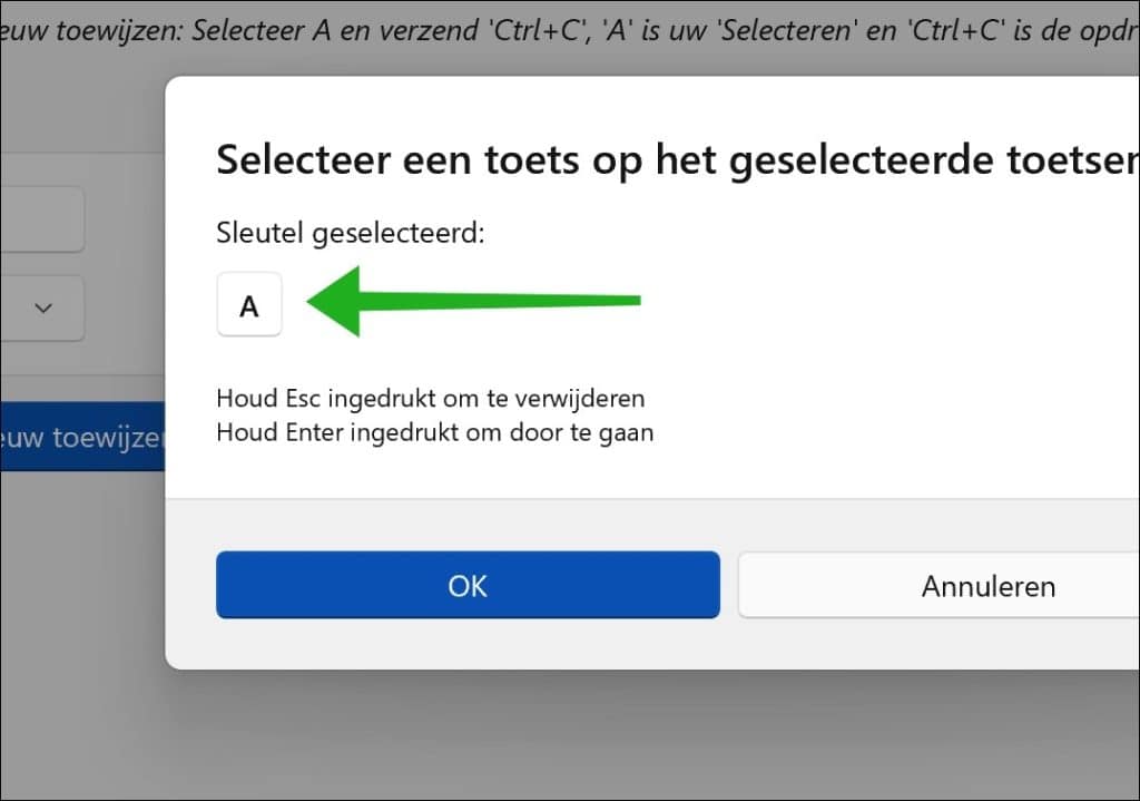 Toets ingedrukt