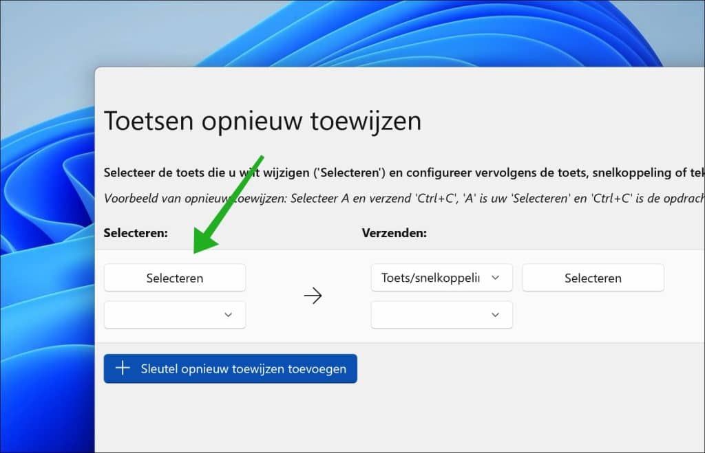 Toets selecteren