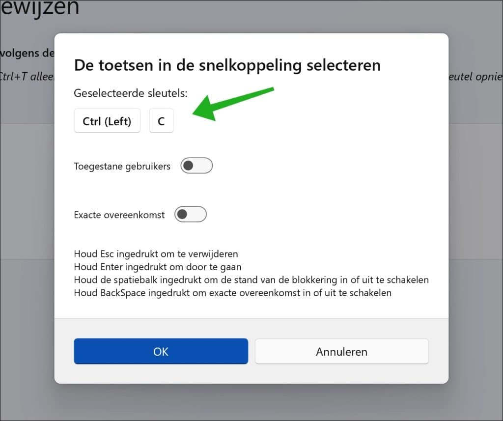 Toetsencombinatie