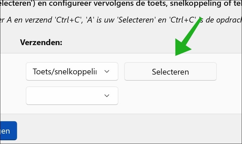 Uitvoer toets selecteren