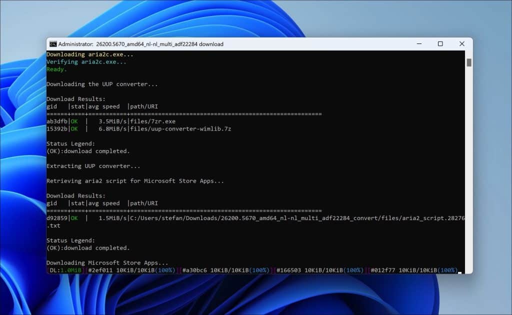 Windows 11 25H2 ISO samenstellen via UUP Dump script