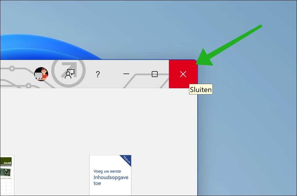 Word afsluiten