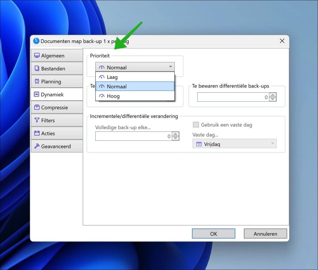 back-up prioriteit