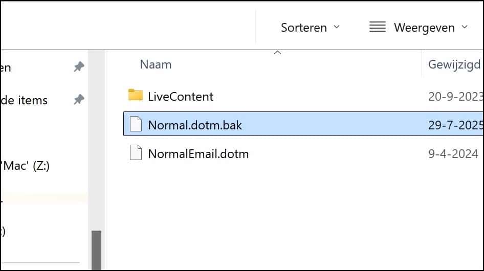 normal dotm bestand resetten