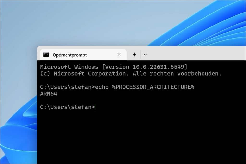 processor architectuur via opdrachtprompt