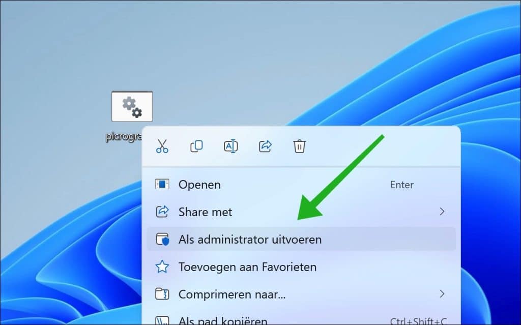 script als admin uitvoeren