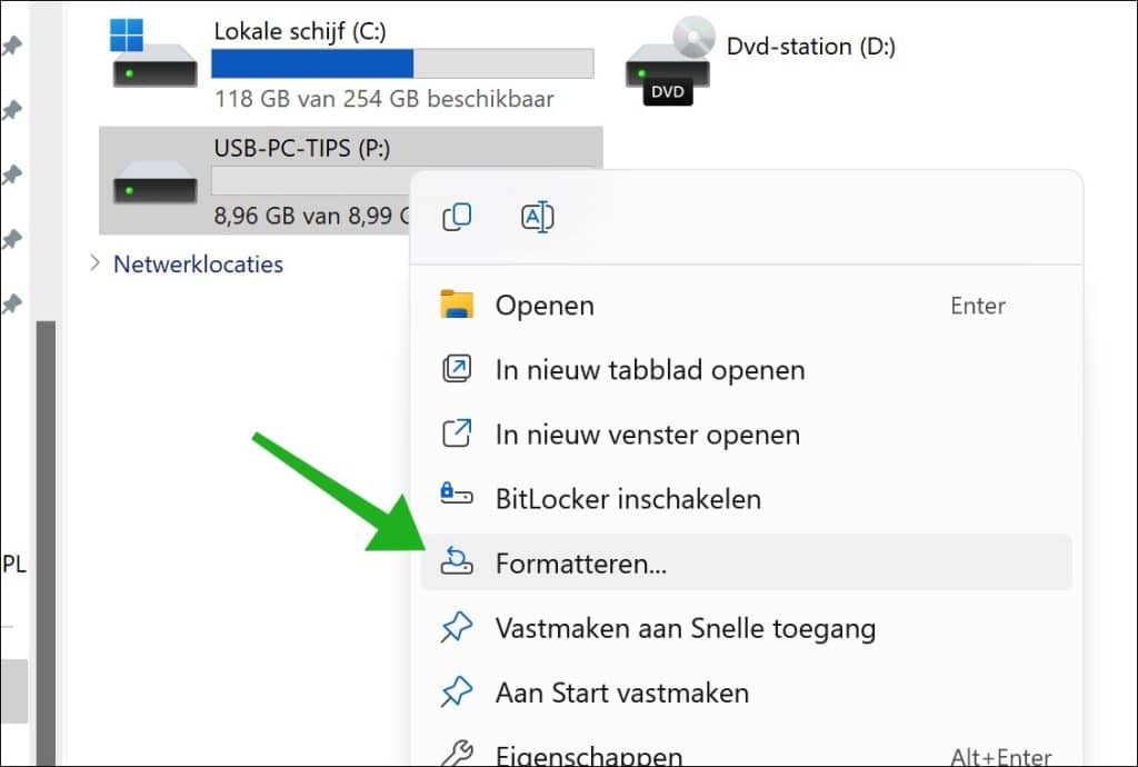 usb formatteren