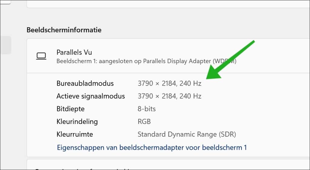 ververssnelheid van de huidige monitor