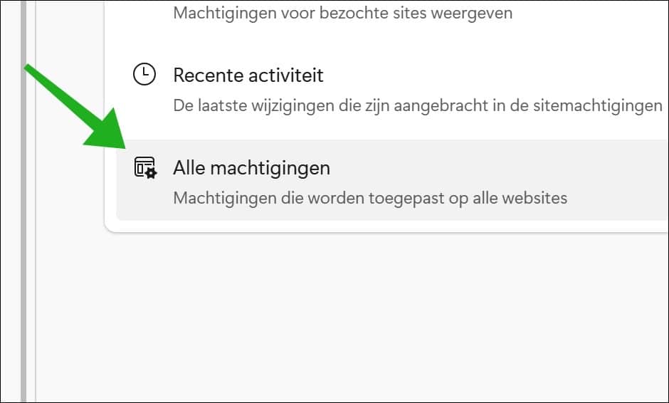 Alle machtigingen