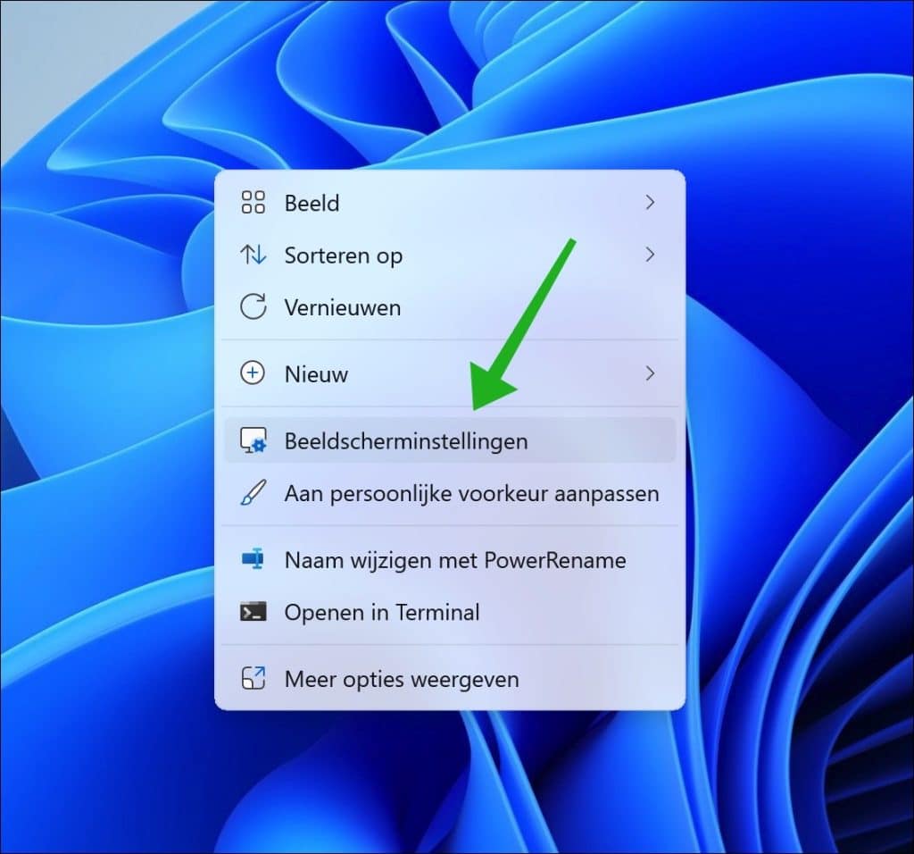 Beeldscherminstellingen openen