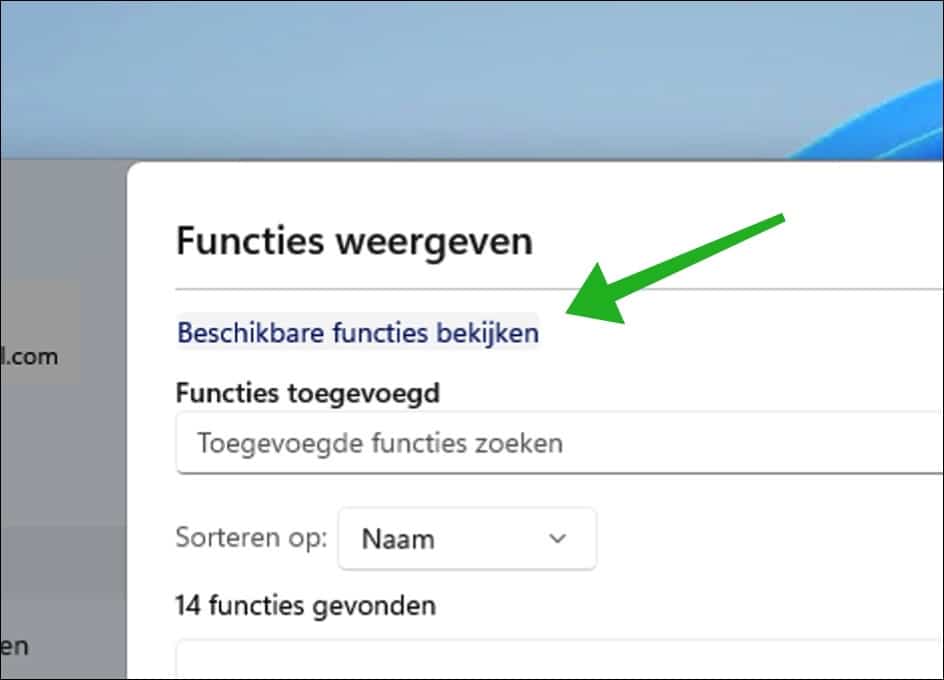 Beschikbare functies bekijken