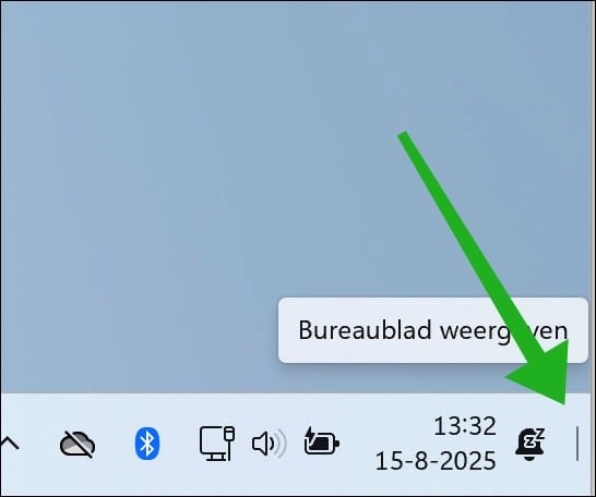 Bureaublad openen via taakbalk