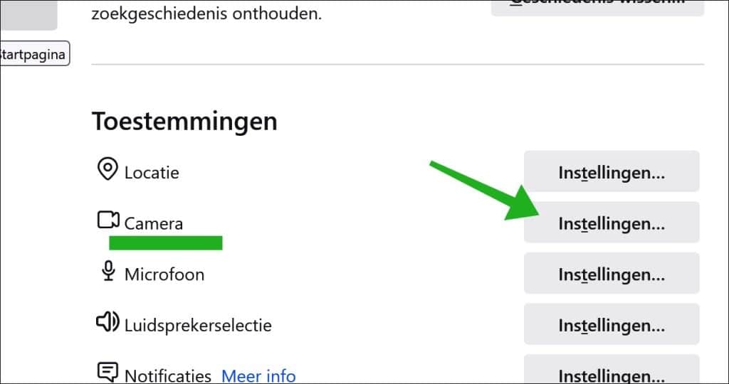 Camera instellingen firefox