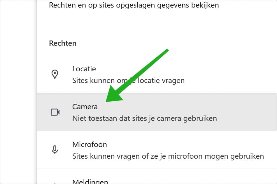 Camera instellingen in Chrome