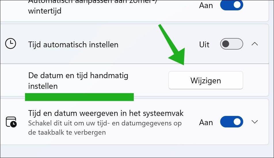 Datum en tijd handmatig instellen