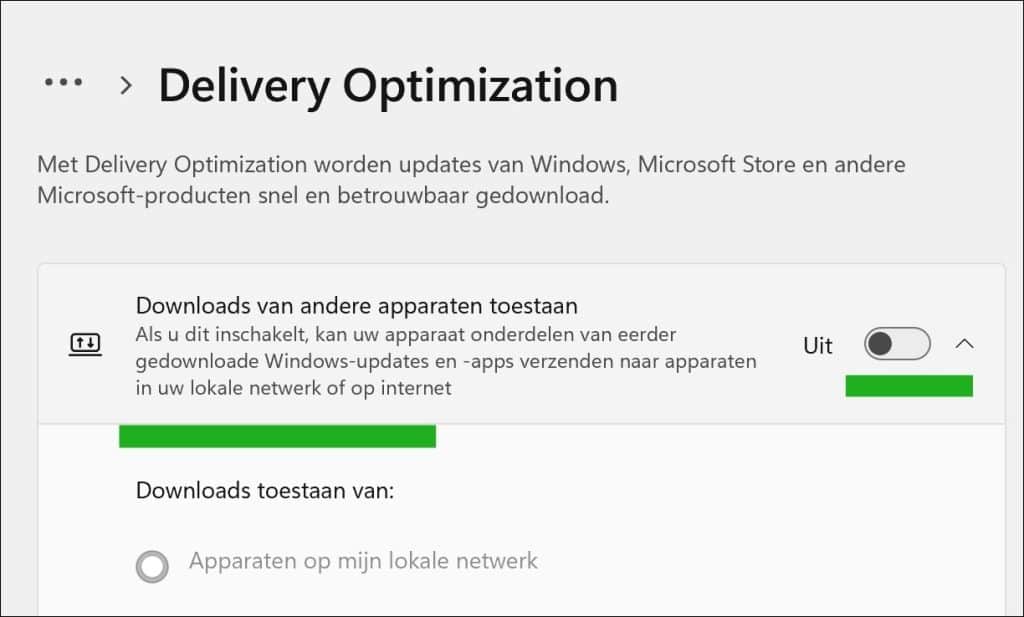 Downloads van andere apparaten toestaan uitschakelen