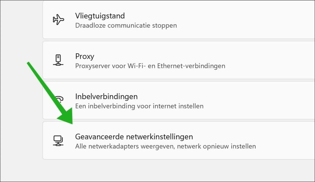 Geavanceerde netwerkinstellingen