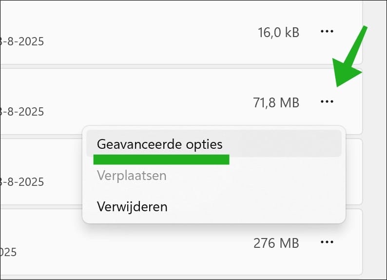 Geavanceerde opties