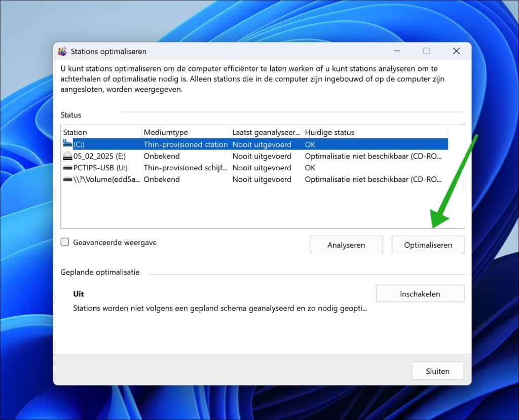 Harde schijf defragmenteren in Windows 11