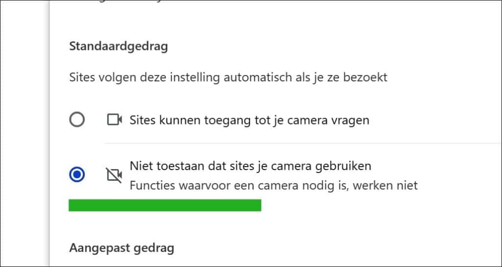Niet toestaan dat sites je camera gebruiken