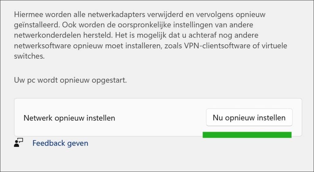 Nu opnieuw instellen