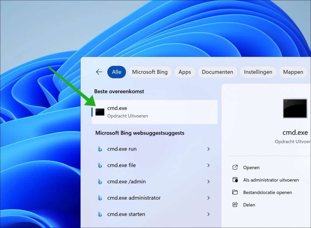 Opdrachtprompt openen