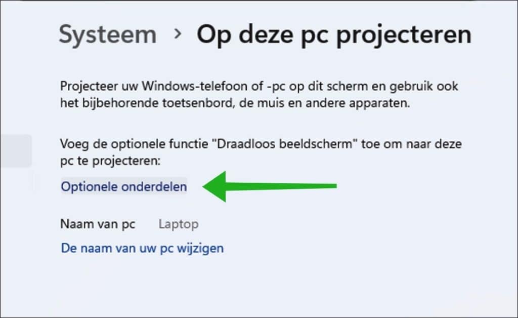 Optioneel onderdeel draadloos beeldscherm installeren