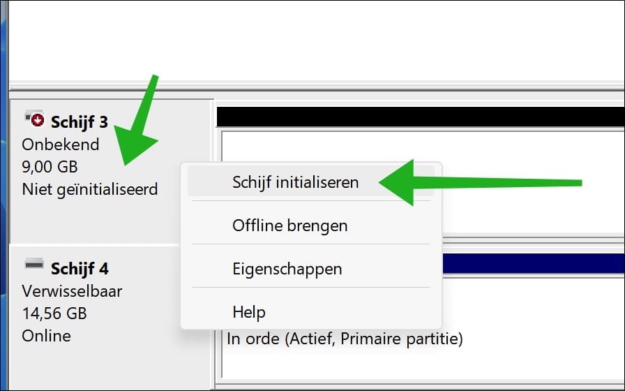 Schijf initialiseren