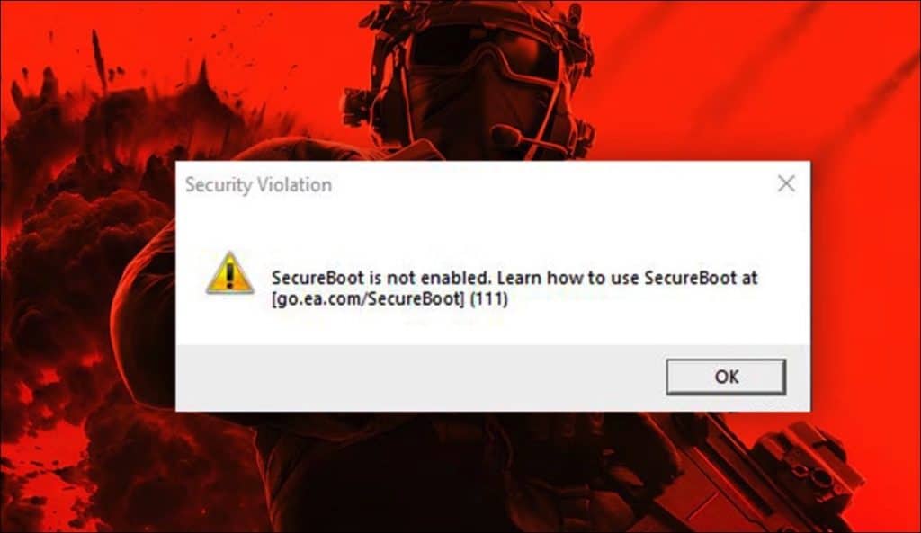 Secure Boot is not enabled battlefield 6