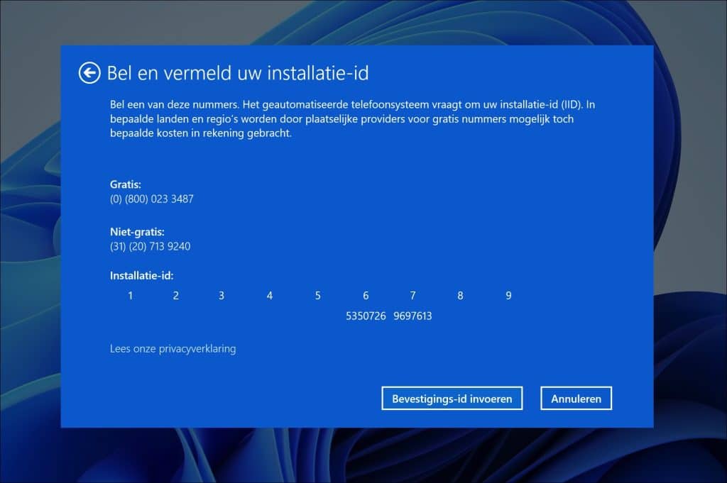 Telefonische activatie