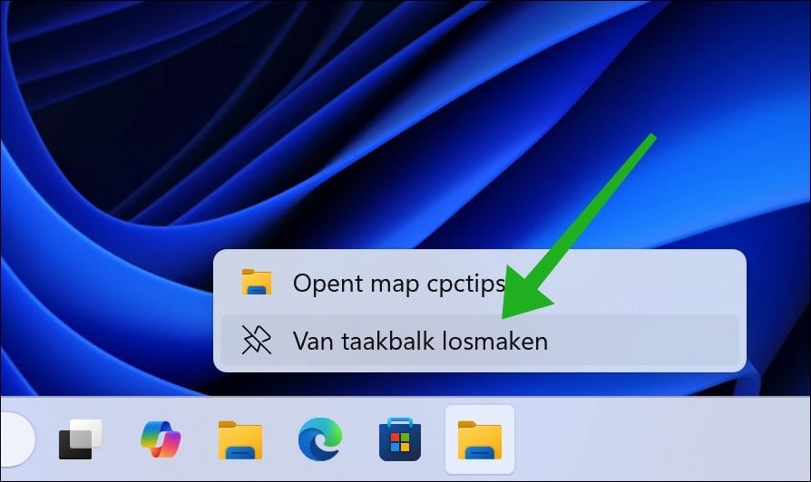 Van taakbalk losmaken