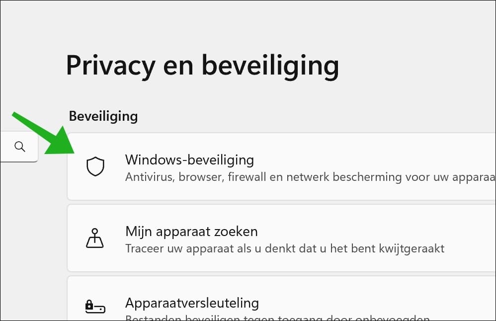 Windows beveiliging openen