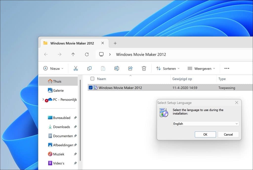 Windows movie maker installatie starten
