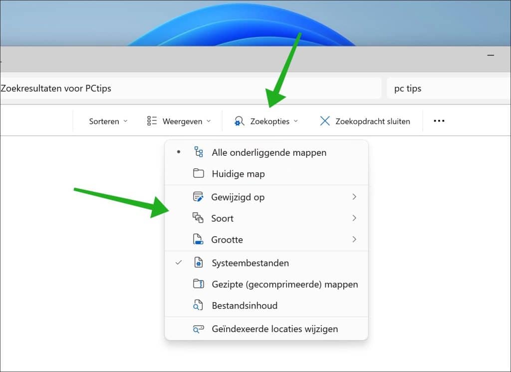 Zoekopties