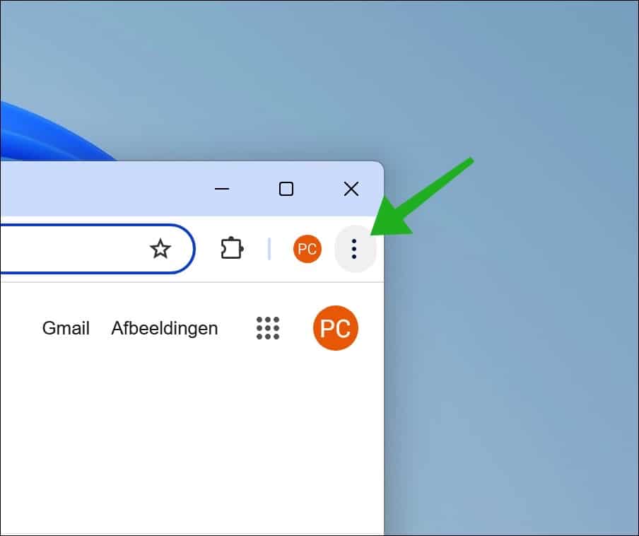 chrome menu openen