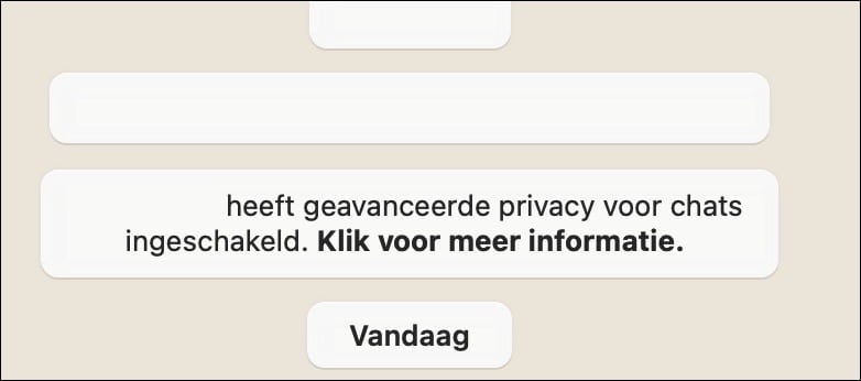 geavanceerde privacy voor chats ingeschakeld